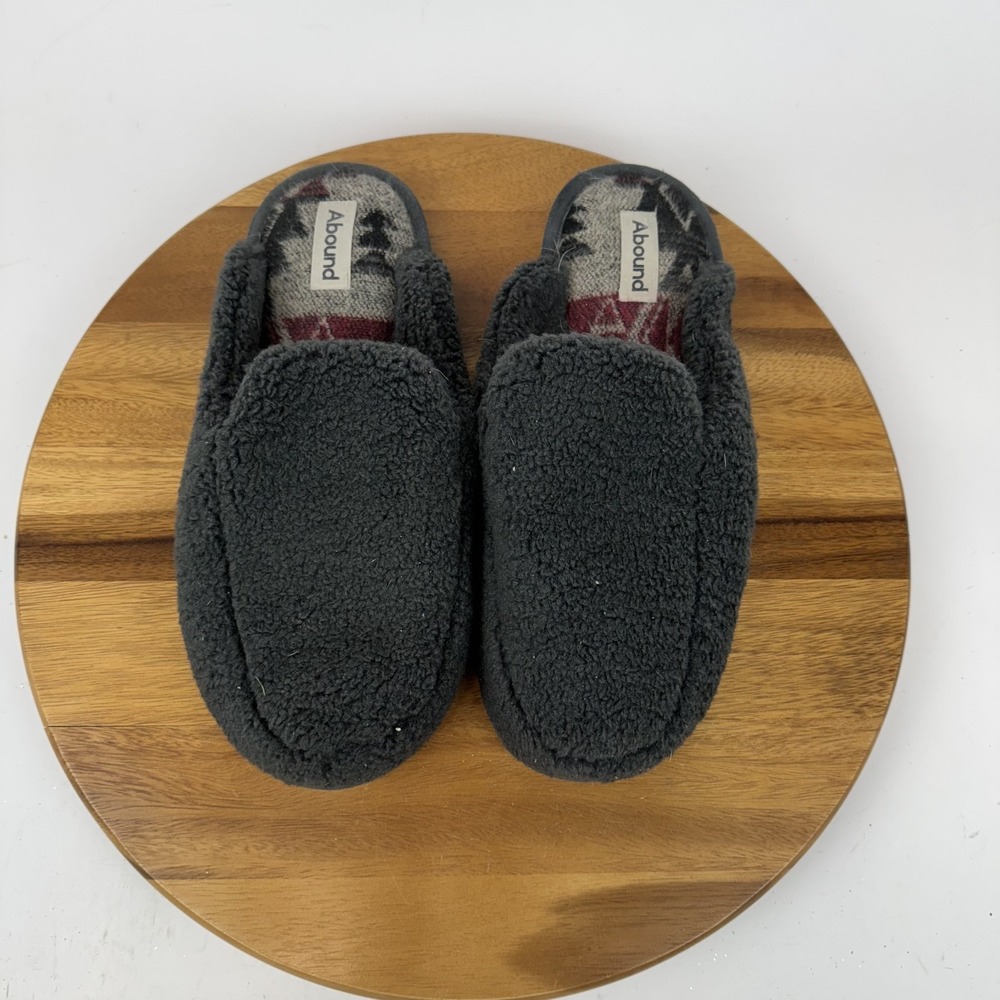 Mens Abound Robbie Gray Faux Shearling Comfort Mule Slippers Size L 11-12 GUC